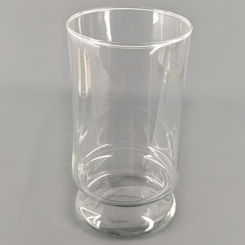 Clear Glass Hurricane Vase Large 10 Inch Cylinder Pedestal Base